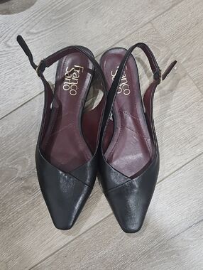 Franco Sarto Black Pointed Slingback Mules
